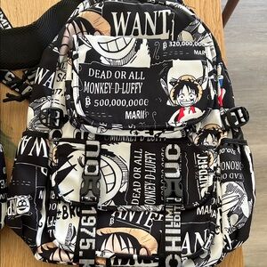 Anime Graphic Backpack with Black and White Design